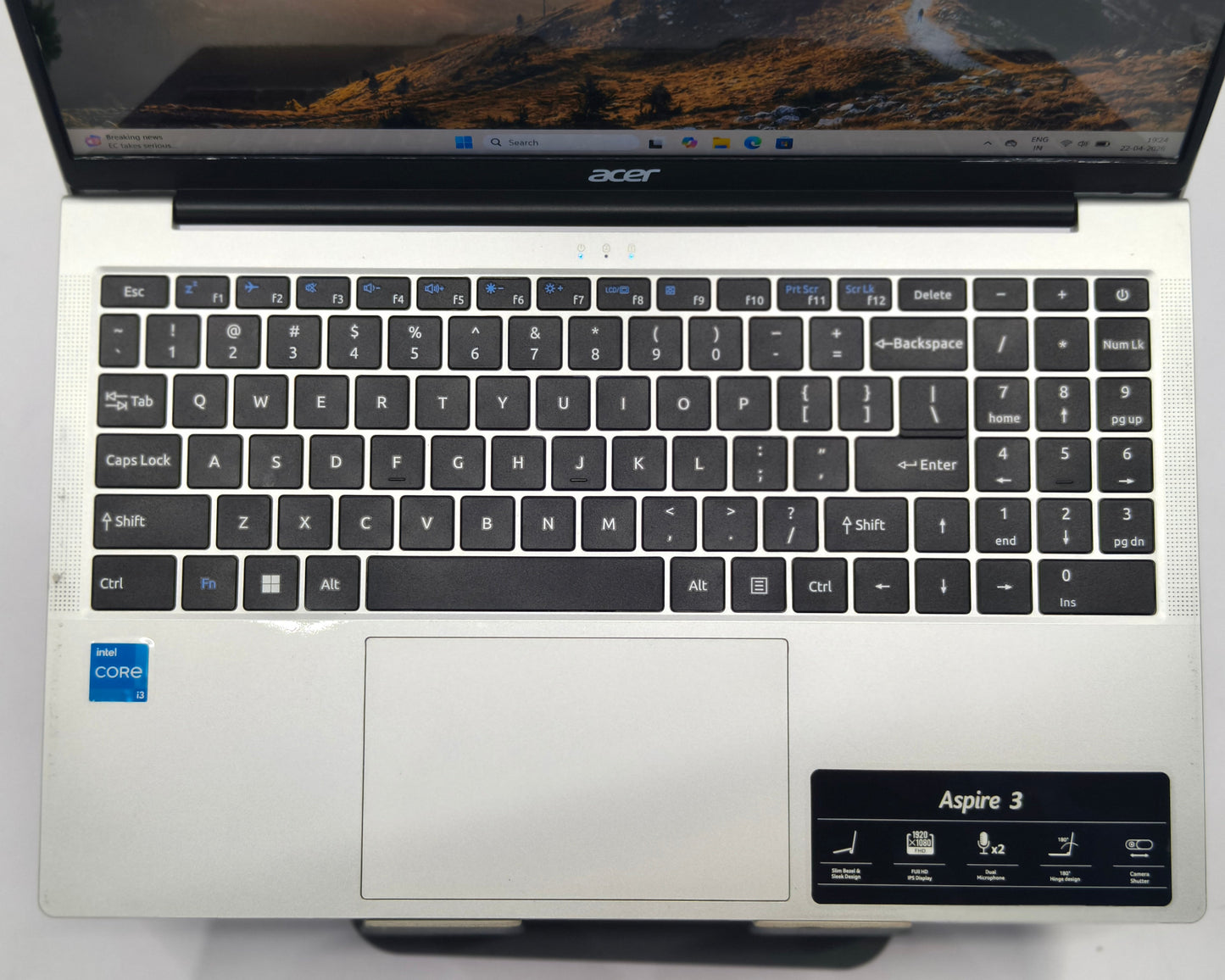 Acer Aspire 3 A325-53 i3 13th gen (8 GB RAM,512 GB NVme,4 Gb Onboard UHD Graphics) - 3 Years Warranty (Demo)